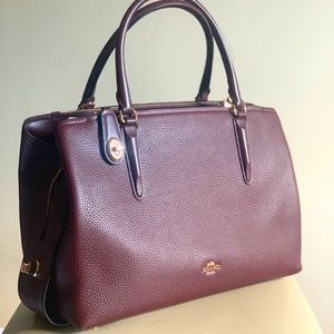 Coach Pebbled Brooklyn Carryall Oxblood